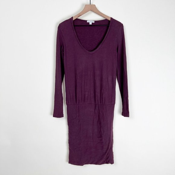 Standard James Perse Slub Jersey Mini Dress Slouchy Relaxed Long Sleeve Sweater - Picture 2 of 7